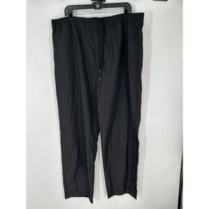 Alo Yoga Pants Mens 2XL Snap Button Side Baggy Track Pants Drawstring Black
